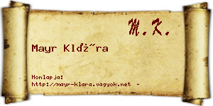 Mayr Klára névjegykártya